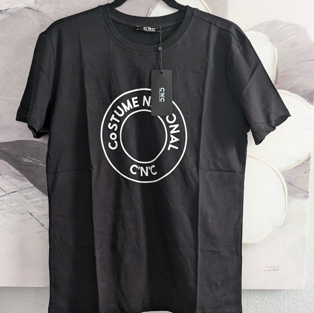 Costume National CNC Woven 100% Cotton Graphic Logo T Shirt Size Small Nwt ❤️